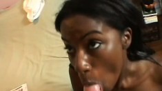 Pretty black girl with big tits Jayden Simone takes a huge white dick in her peach