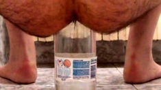 extreme ass insertion with 2 plastic bottles