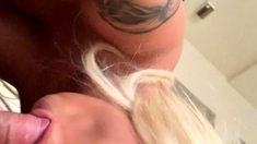 Cute blonde amateur POV blowjob