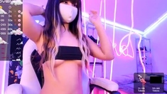 Japanese teen pussy pleased through panties