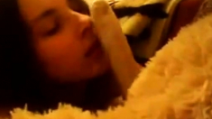 teen fucks teddy bear on webcam