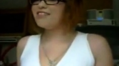Chubby Girl with Glasses Handjob and Blowjob