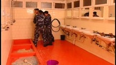 Dirty young recruits get their rough anal punishment in the toilets